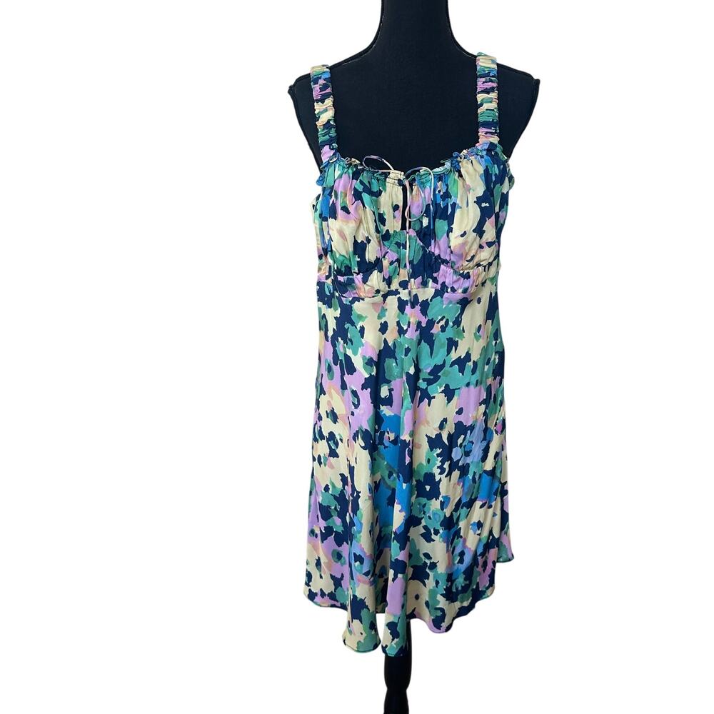 Nicholas Blue Pink Floral Mini Dress Size 18 Sundress Y2K Vacation Designer $365 - Picture 7 of 10